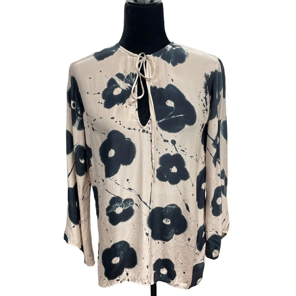 Amanda Bond Floral Silk Blouse Small Hand Dyed
